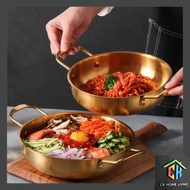 KOREAN KIMCHI INSTANT RAMEN NOODLE POT  20CM/26CM  Gold Stainless Steel Soup Pot BUDAE-JIJIGAE Thickened Double Ears