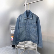 C74V L #Full Print Embossed Letter Denim Denim Jacket Heavy Industry Logging Workwear All-Match Jack