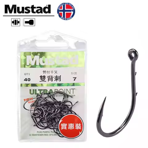 Mustad Fishing Hook 10757SP Barbed fishing hooks 1#-9# Jigging hooks With holes Fishing Hooks 100% O
