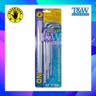 BLACK HAND BH-077 Ball Point Hex Key Wrench Set Mirror Polished W/Handle [T&W Hardware]