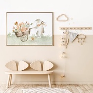 兔兒賣花去-可愛療癒感兔子掛畫/兒童房佈置/幼兒園擺設/生日禮物