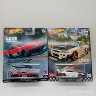 HOTWHEELS PREMIUM LIBERTY WALK LB-ER34 SUPER SILHOUETTE NISSAN SKYLINE RED + LB-ER34 SUPER SILHOUTTE