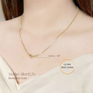 ITS ME สร้อยคอเงินแท้92.5% ชุบสีทองทั้งเส้น ลายกล่อง เส้นจิ๋ว ยาว 16-24 นิ้ว(BOX)(สร้อยงานอิตาลี)