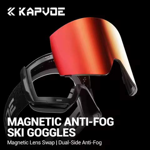 KAPVOE Outdoor Anti-fog Ski Goggles Snowboard Red Photochromic Glasses Winter Sports Sunglasses Prot