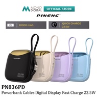 PINENG PN830PD/PN836PD (10000MAH/20000MAH) POWERBANK TYPE C FAST CHARGING 22.5W BUILT IN CABLE PORTA
