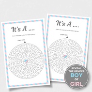 BOY OR GIRL Baby GENDER REVEAL Baby Party Labyrinth Game Card GENDER REVEAL