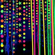 INKPULSE​ Neon Fluorescent Garland, Rectangle Fluorescent Paper Round Pentagram Fluorescent Banner, 