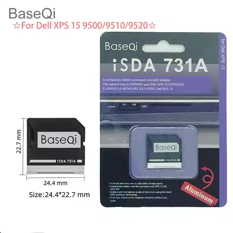 Add Storage Space For Dell XPS15inch9500/9510/9520 BaseQi Hidden Micro SD Adapter Aluminum Expand Me
