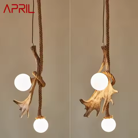APRIL Nordic Antlers Chandelier Retro Creative Restaurant Bar Entrance Cafe Aisle Homestay Wooden Ho