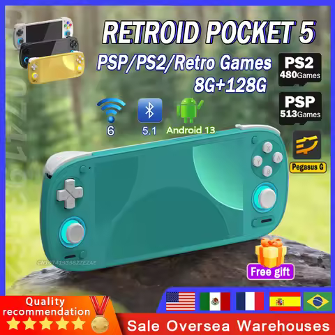 Retroid Pocket 5 RP5 Handheld Game Console 5.5 Inch 1080P OLED Touch Screen 8+128G Android13 WIFI6 B