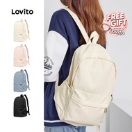 Preppy Backpack Plain Colorblock Double Shoulder Strap Multi-pocketed Backpacks for Women L41BA05 (W