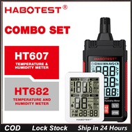 HABOTEST📢HT607+HT682 Professional Moisturemeter Greenhouse Temperature and Humidity Meter LCD Hygrom