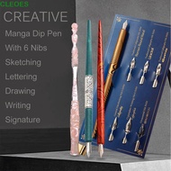 CLEOES Manga Calligraphy Dip Pen+6 Nibs, Fountain Pens Signature Calligraphy Dip Pen Kit, Durable Sk