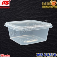 MS SQ250 250ml Square Container with Lid [ 50sets± ] MS VENTURE Plastic Disposable PP Food Box - MS 