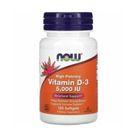 Now Vitamin D-3 5000 IU 120 Softgels High Potency Vitamin D3 5000IU