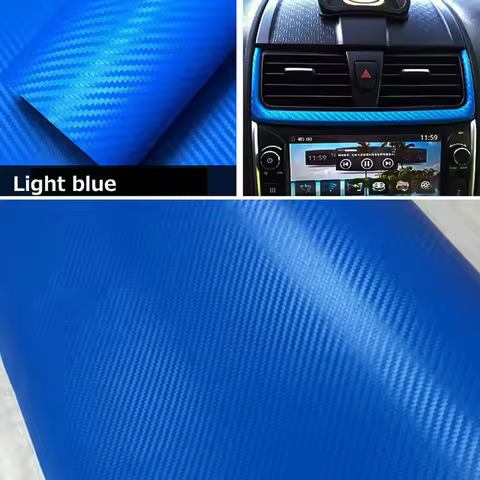 30x127CM(12'X50') Blue 3D Carbon Fiber Vinyl Car Wrapping Foil Carbon Fiber Car Decoration Sticker 3