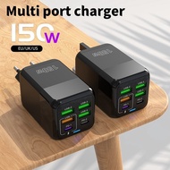 150W Quick Charger 6 port USB Type C PD Charger Fast Charger For Samsung Mobile Phone USB Charger