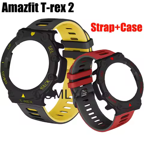 2in1 Band For Amazfit T-Rex 2 t REX 2 Strap Silione Soft Bracelet t rex 2 Case PC Hard Protective Sh