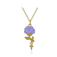 CTS "Monet Garden" 24K 999 Gold Pendant Luminous Purple Rose Necklaces Romantic Gift for Women DIY W