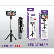 Tongsis Tripod Selfie Stick Flash Led Lampu Remote Bluetooth 130 cm B39 Tongsis 4in1 Tinggi Remote B