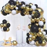 110PCS Black Gold Balloons Gold Confetti Latex Balloon For 30Th 40Th Birthday Decoration Wedding Ann