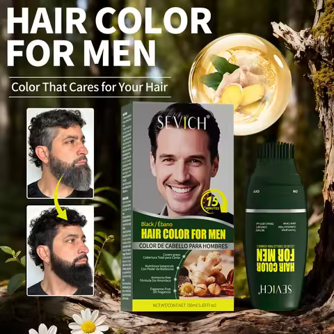 Men Black Hair Dye Shampoo With Comb Instant Cover Permanent Hair Dye Cream Ginger Hair Coloring Sha