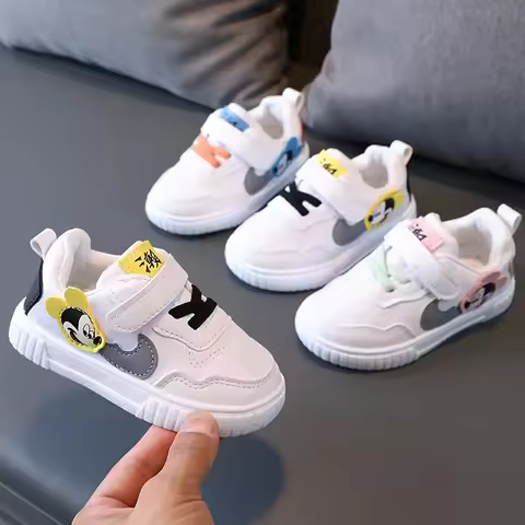 Disney White Casual Shoes For Baby Boy Girl Brand Children Sneaker Mickey Mouse Kids Shoes Toddler W