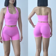 Cross-Border dfyne Seamless Yoga Suit Women Yoga Shorts Peach Hip-Lifting Halterneck Sports Vest Fit