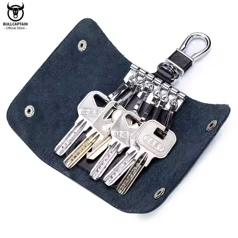 BULLCAPTAIN Cow Leather Men Women Key Bag Small Business Kay Case man Housekeepers Fashion Decorativ
