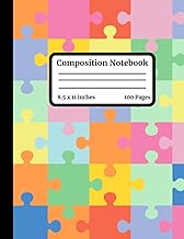 Composition Notebook Journal for Writing - Colorful Puzzle Pieces: Cute 8.5 x 11 Inches 100 page Aesthetic Preppy Lined Paper Tablet for Journaling, ... for College, Students, Work, School Supplies