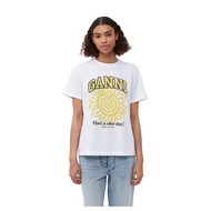 GANNI Women's Floral Print Casual Cotton T-Shirt T3689151