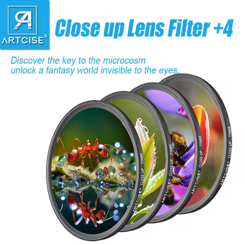 ARTCISE +4 Close-up Camera Filter Macro Filter Accessory Close-up Lens Filter for Canon Nikon Sony P