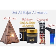 Mabkhara Set/ Starter Full Set includes 1 Mabkhara, 1 Bakhoor Oudh Al Hajar Al Aswad , 1 packs