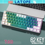 Latope Mechanical Keyboard Wired Mechanical Keyboard 18 LED Modes Rainbow T60