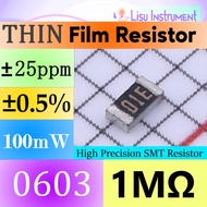 1MΩ 0603 ±0.5% THIN Film Resistor SMD ±25ppm/ C 1M 01E High Precision Viking ARG03DTC1004