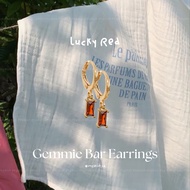 Huggies Gemmie Bar Earring in Lucky Red | 14-18k Plated Gold, Sterling Silver 925