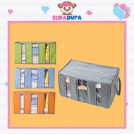 65L Large Capacity Foldable Storage Box Wardrobe Bamboo Carbon Storage Box Kids Clothes Organizer Du