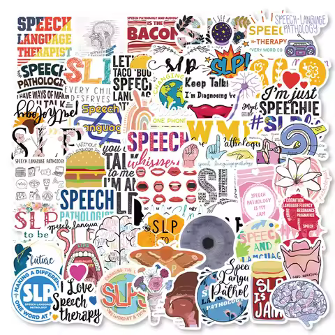 56Pcs Language Pathology Stickers Laptop Bicycle Guitar Skateboard Speech Language Sticker DIY Graff