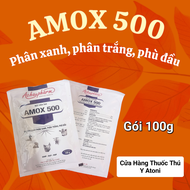 AMOX 500 Gói 100g Bột Trộn Ăn Pha Nước Cho Gà Chim - Phân Xanh Phân Trắng Phù Đầu Ecoli Tụ Huyết Trù
