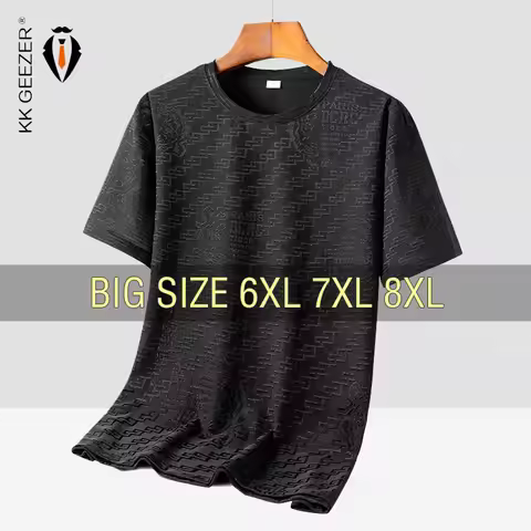 T Shirt Men Ice Quick-drying Loose Oversized 6XL 7XL 8XL Plus Size Fitness Short Sleeve Oversize Bla