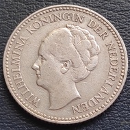 Uang Koin Perak Kuno 1/2 Gulden Wilhelmina Tahun 1929 Silver Coin
