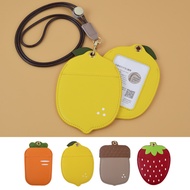 Cartoon Cartoon Fruit ID Card Holder Creative Unique pu Leather Work Card Badge Hanging Neck Lanyard