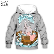 hot sale Family clothing for Kids 3D Hoodies anime Dumbo Print zipper coat Boy Girl Sweatshirt kawai