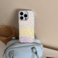 Four-color Patchwork Small Floral White IMD Applicable iPhone Phone Case for iPhone 16 Pro Max/15/14