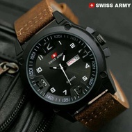 Permata Arloji Swiss Army original Jam Tangan Pria Darkbrown Leather Strap - SA28S33A
