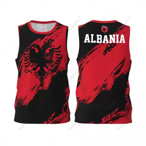 Men Basketball Sports Albania Flag Running Fitness Multifunction Jersey Sleeveless shirt Custom Name