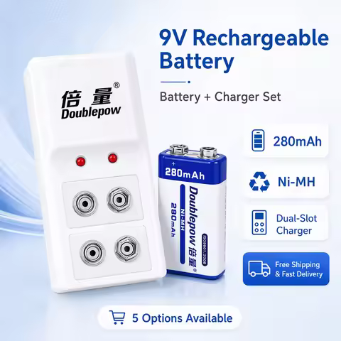 9V Rechargeable Battery Pack 280mAh NiMH with Dual Charger for Multimeter Guitar Equipment Smoke Det