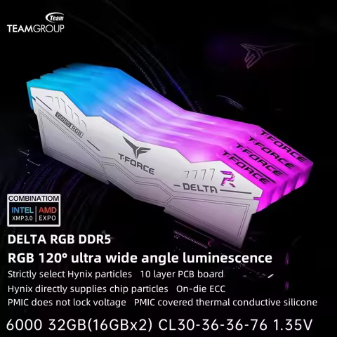 TEAMGROUP DDR5 RamT-Force Delta RGB Ram 32GB (2x16GB) 6000MHz PC5-48000 CL30 Intel XMP 3.0 & AMD Exp