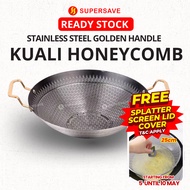 SUPERSAVE Stainless Steel Honeycomb Wok Pan Kuali Non Stick Kuali Tidak Melekat Kuali Rendang Honeyc