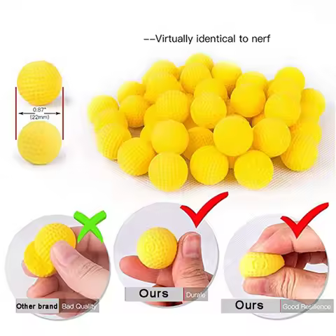 J Yellow Round PU Ball Bullets for Nerf Rival, Refill Darts Available in 25/50/100Pcs Compatible wit